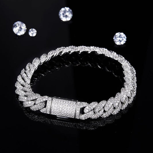 10mm Premium Sterling Silver Moissanite Iced Cuban Chain (Made to Order)