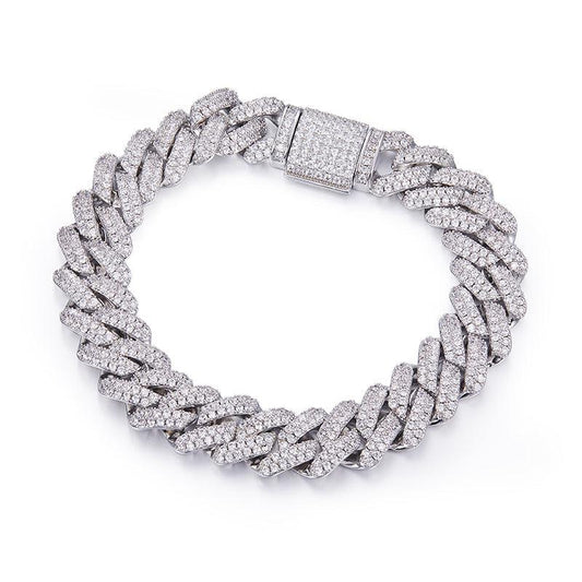 14mm Premium Sterling Silver Moissanite Iced Cuban Chain (Made To Order)