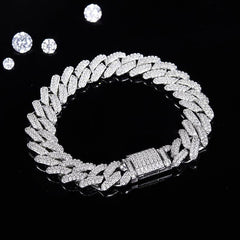 14mm Premium Sterling Silver Moissanite Iced Cuban Chain (Made To Order)
