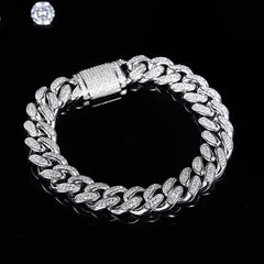 12mm Premium Sterling Silver Moissanite Iced Cuban Chain (Made To Order)