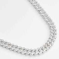 Premium 15mm Triple Row Baguette Straight Edge Cuban Necklace *Limited Edition*