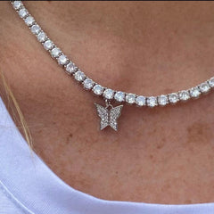 Butterfly Tennis Necklace White Gold - 4mm