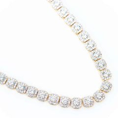 Premium Square Cluster Tennis Necklace