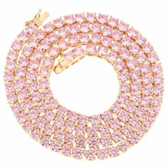 Pink Premium Tennis Necklace - 4mm