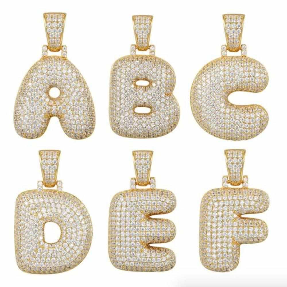 Gold A-Z Custom Sterling Silver Bubble Letter Initial Pendant - The Gifted Few