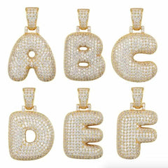 Gold A-Z Custom Sterling Silver Bubble Letter Initial Pendant - The Gifted Few