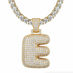 Gold A-Z Custom Sterling Silver Bubble Letter Initial Pendant - The Gifted Few