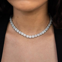 Premium Square Cluster Tennis Necklace