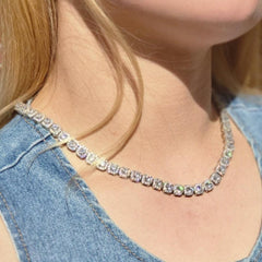 Premium Square Cluster Tennis Necklace