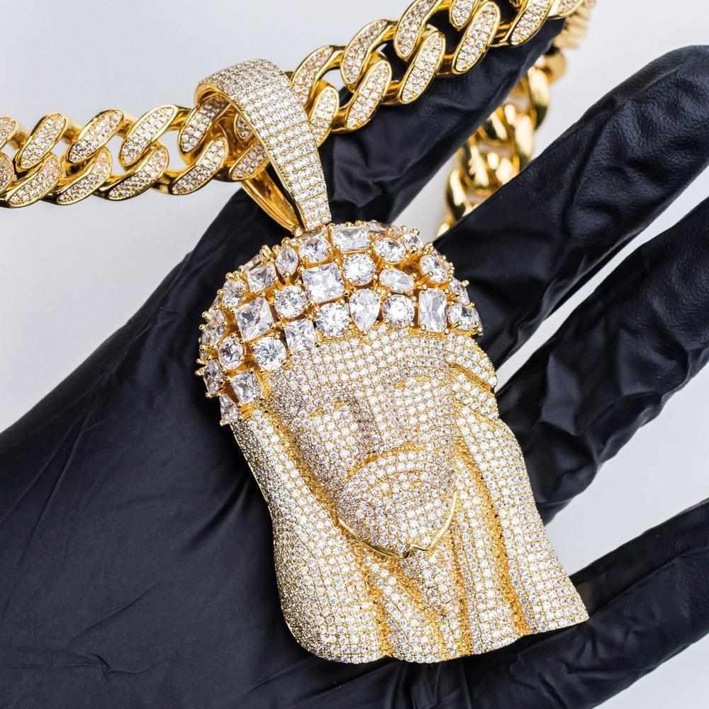 Cuban Bail Large Premium Multi Stone Jesus Piece - The Gifted Few
