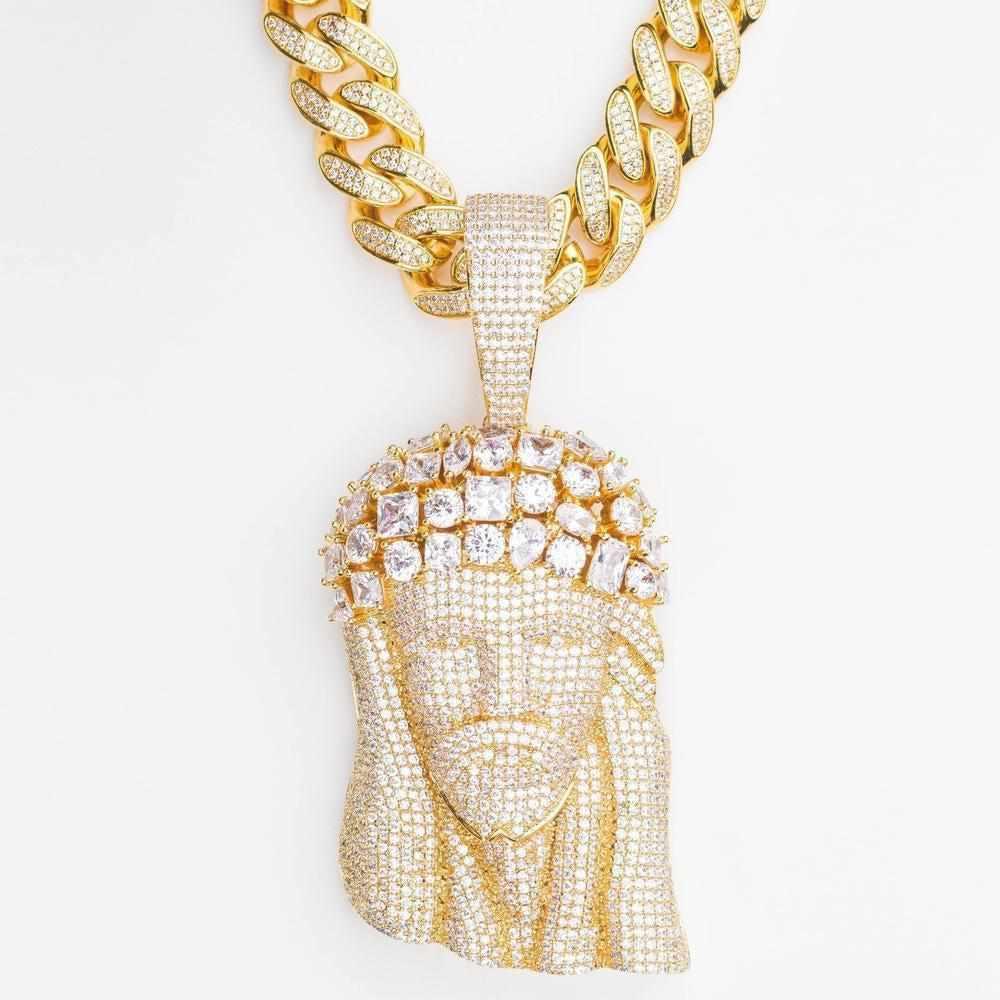 Cuban Bail Large Premium Multi Stone Jesus Piece - The Gifted Few