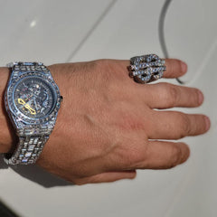 Dollar Sign Fully Iced Ring