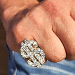 Dollar Sign Fully Iced Ring