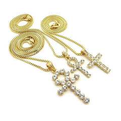 Iced Stone Ankh + Cross + Ankh Set - The Gifted Few