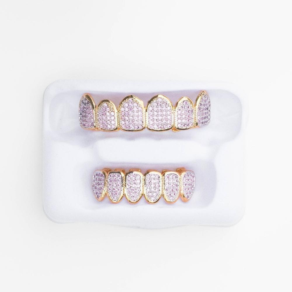 Pink Fully Iced Grillz - (Gold) - The Gifted Few
