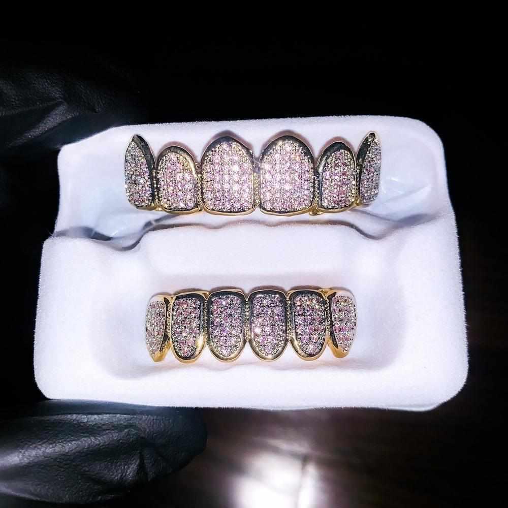 Pink Fully Iced Grillz - (Gold) - The Gifted Few