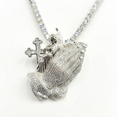 Premium Praying Hands with Angel & Cross