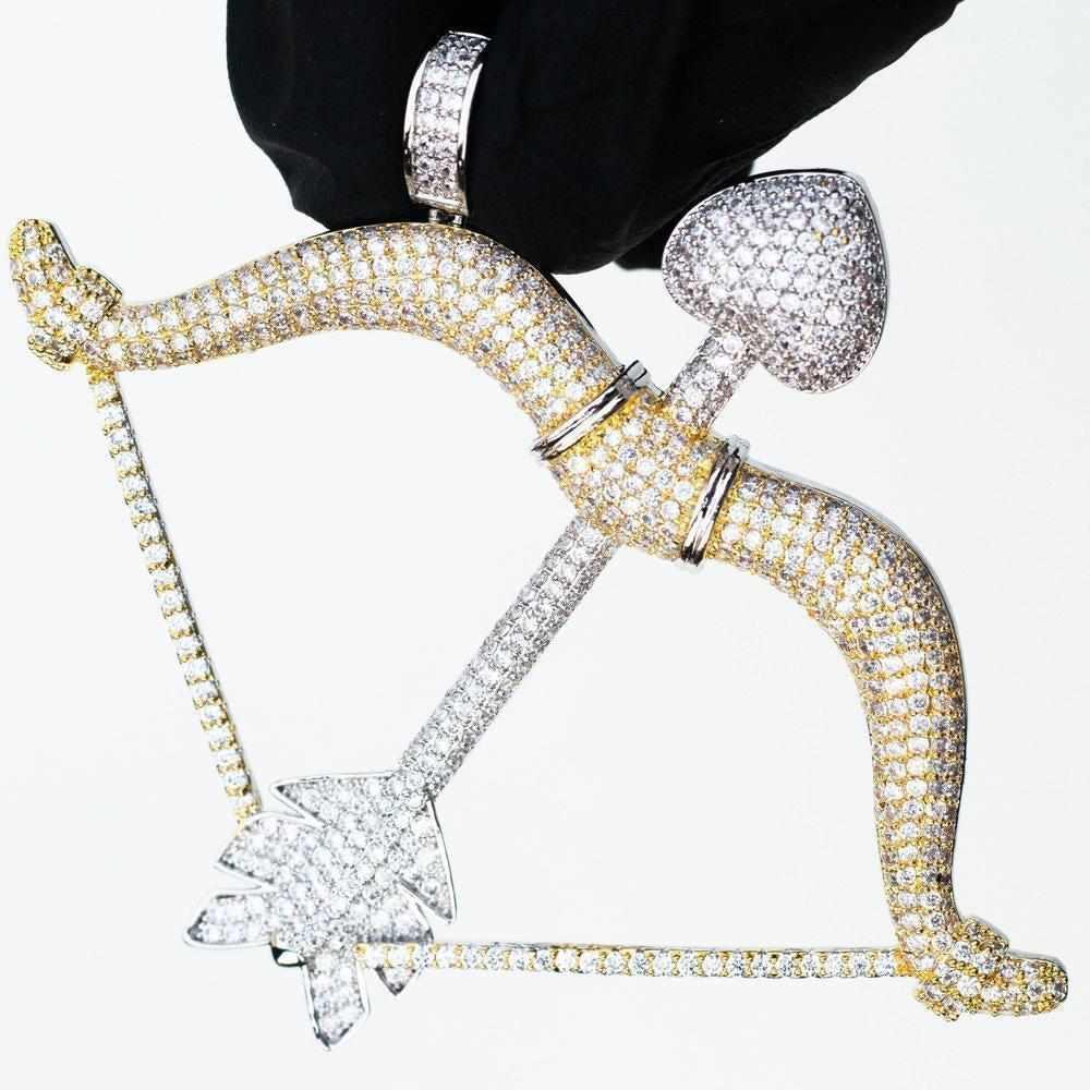 Premium Iced Two-Tone Heart Bow and Arrow - (Gold/Rose Gold) - The Gifted Few