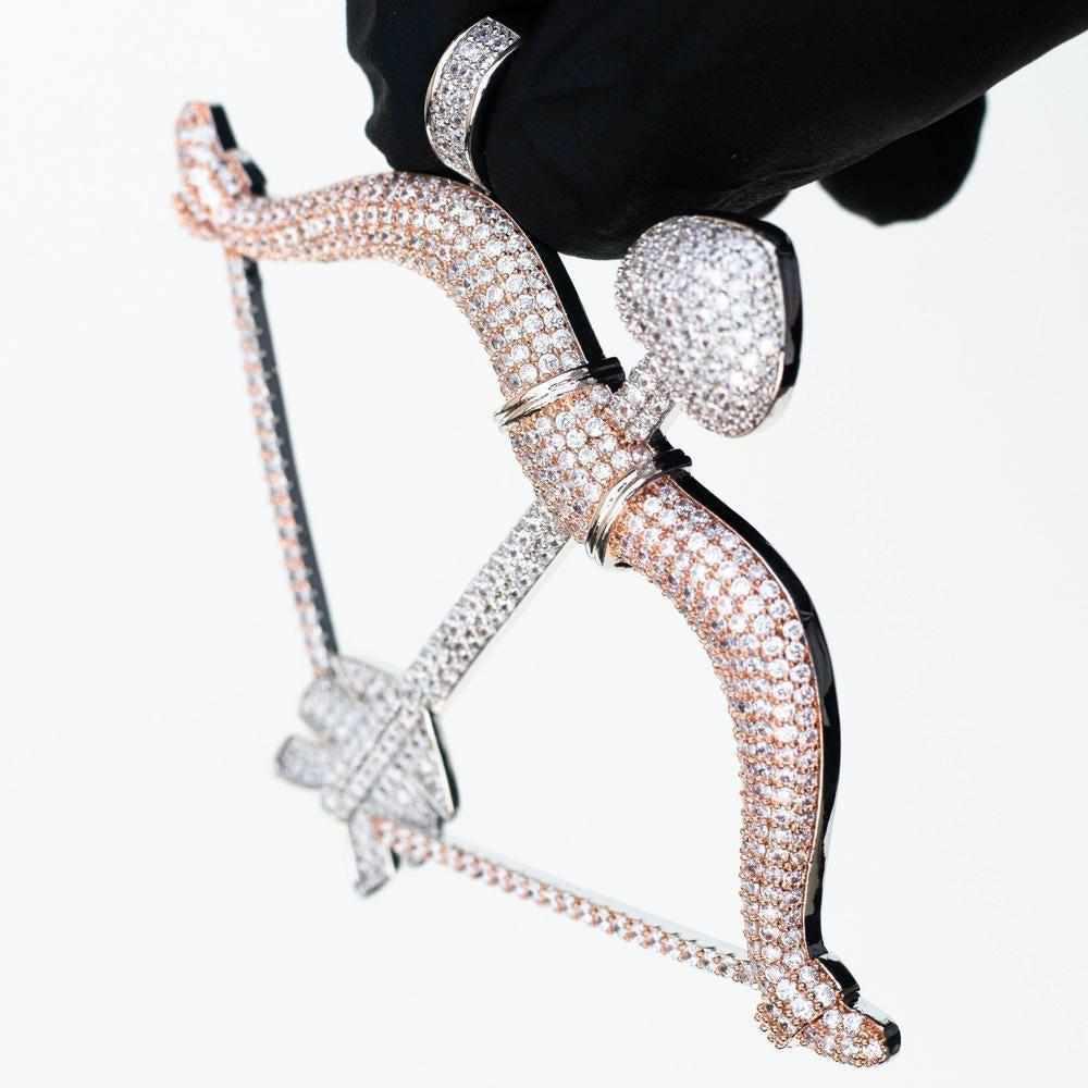 Premium Iced Two-Tone Heart Bow and Arrow - (Gold/Rose Gold) - The Gifted Few