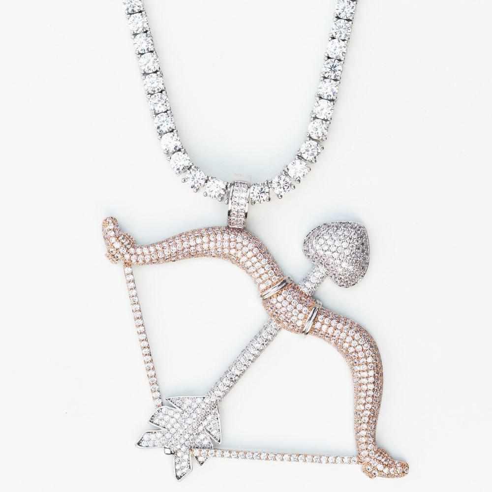 Premium Iced Two-Tone Heart Bow and Arrow - (Gold/Rose Gold) - The Gifted Few