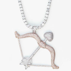 Premium Iced Two-Tone Heart Bow and Arrow - (Gold/Rose Gold) - The Gifted Few