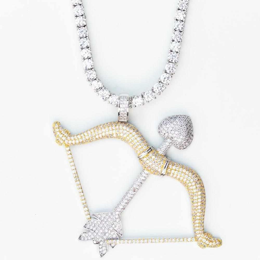 Premium Iced Two-Tone Heart Bow and Arrow - (Gold/Rose Gold) - The Gifted Few