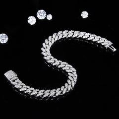 8mm Premium Sterling Silver Moissanite Iced Cuban Chain