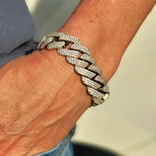 Premium Woman's Iced 12mm Straight Edge Cuban Bracelet