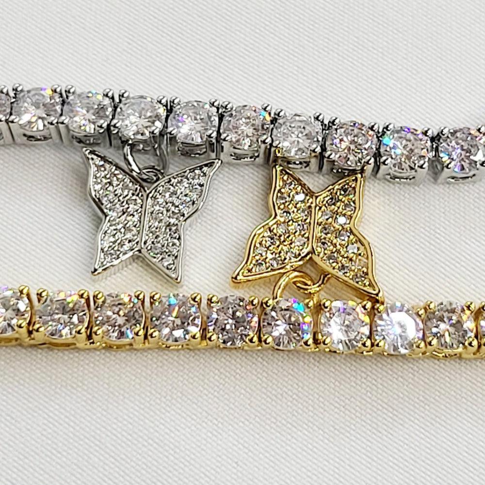 Butterfly Tennis Necklace Gold - 4mm
