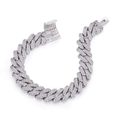 14mm Premium Sterling Silver Moissanite Iced Cuban Chain (Made To Order)