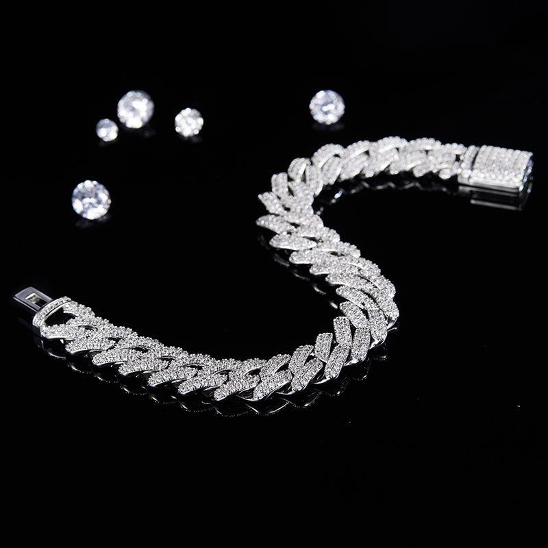 14mm Premium Sterling Silver Moissanite Iced Cuban Chain (Made To Order)