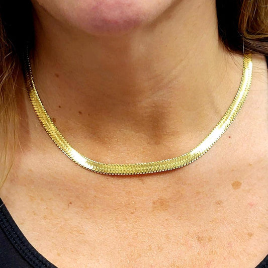 Herringbone Necklace 18k Gold