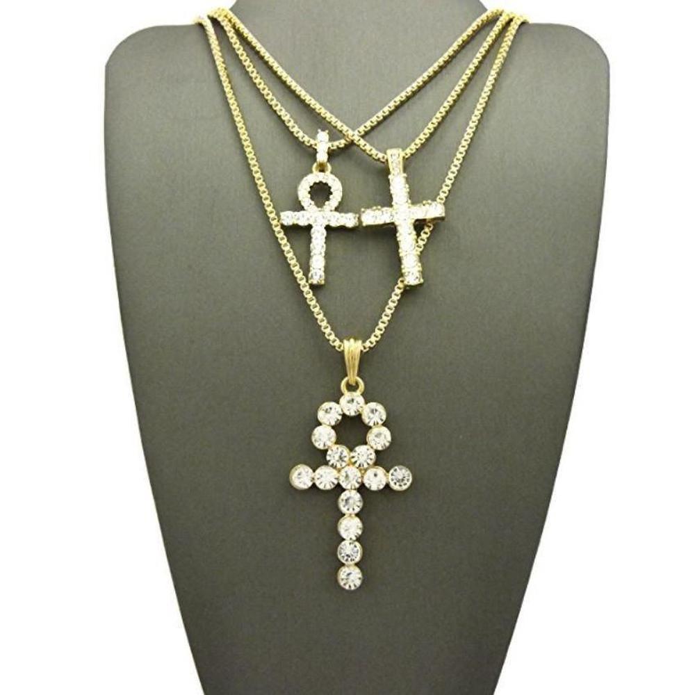 Iced Stone Ankh + Cross + Ankh Set - The Gifted Few