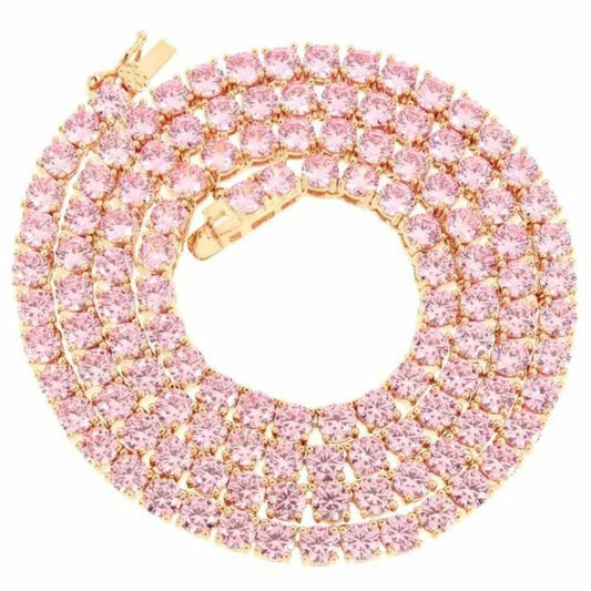 4mm Pink Premium Tennis Chain - The Gifted Few