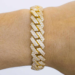Premium Woman's Iced 12mm Straight Edge Cuban Bracelet