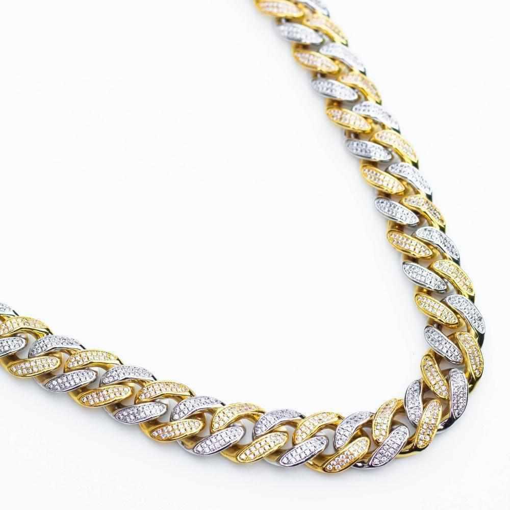 Premium Iced 12mm Two-Tone 1x1 Cuban Chain - (Gold/Rose Gold) - The Gifted Few