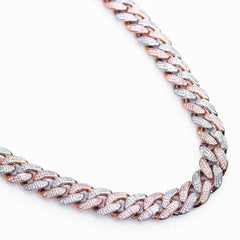 Premium Iced 12mm Two-Tone 1x1 Cuban Necklace