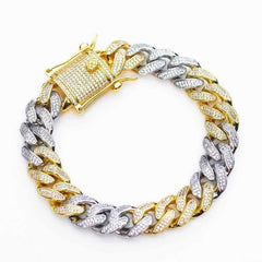 Premium Iced 12mm Two-Tone 3x3 Cuban Bracelet - (Gold/Rose Gold) - The Gifted Few