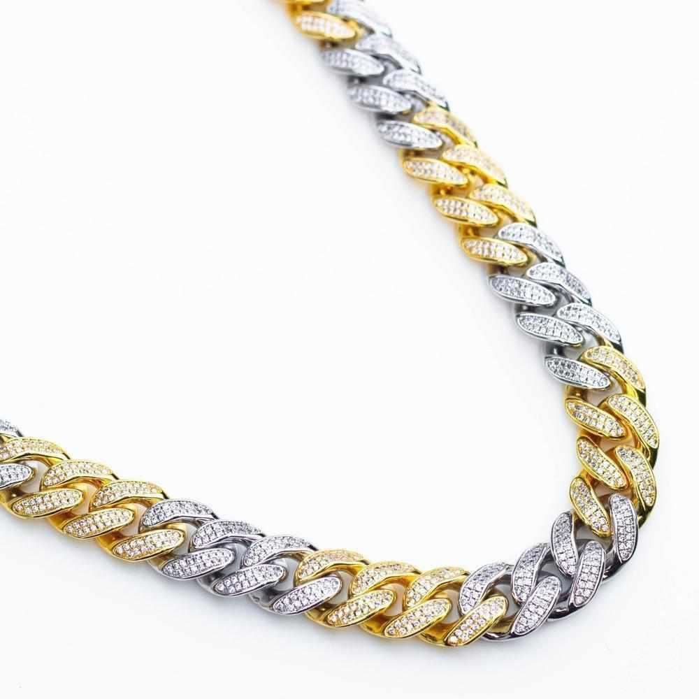 Premium Iced 12mm Two-Tone 3x3 Cuban Chain - (Gold/Rose Gold) - The Gifted Few