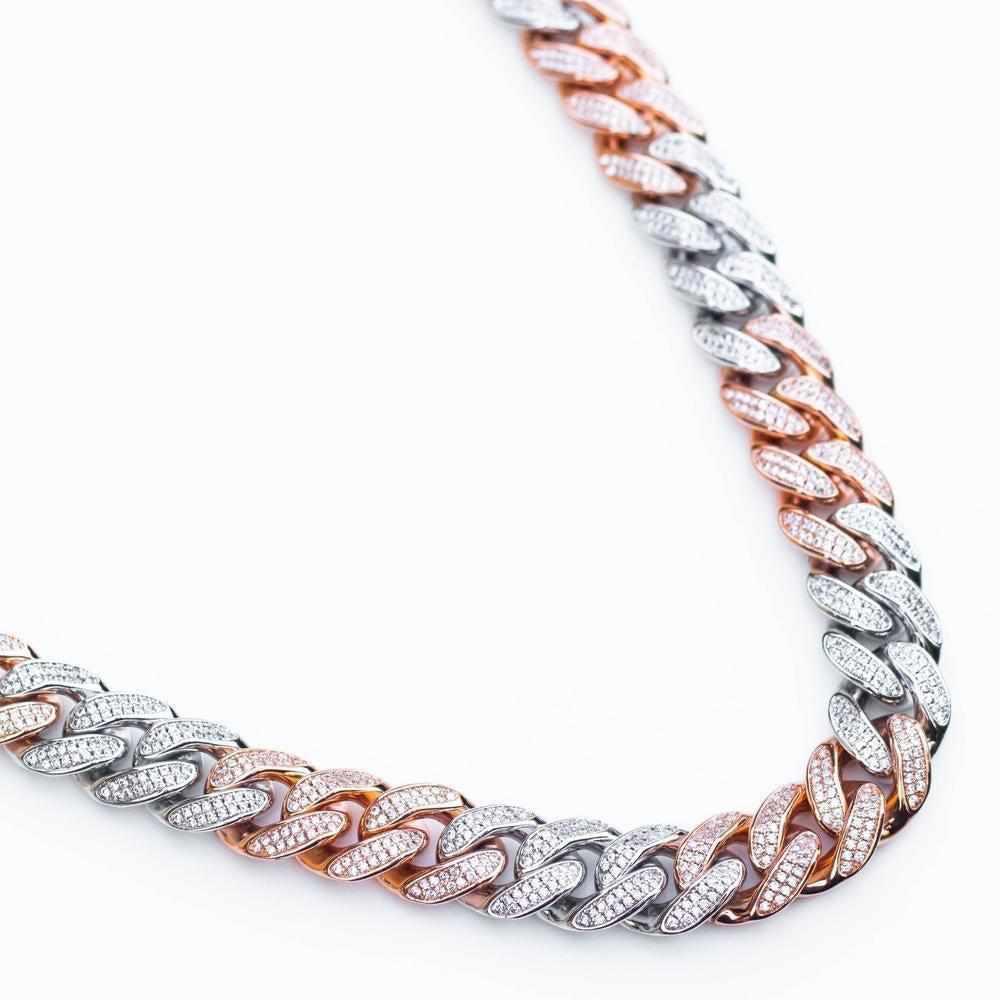 Premium Iced 12mm Two-Tone 3x3 Cuban Chain - (Gold/Rose Gold) - The Gifted Few