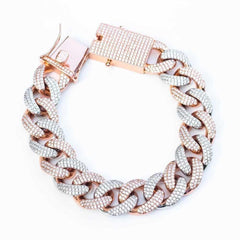 Premium Iced 18mm Two-Tone 1x1 Cuban Bracelet - (Gold/Rose Gold) - The Gifted Few