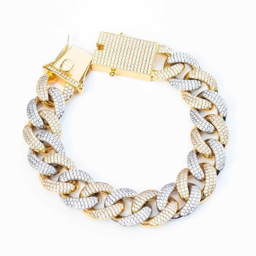 Premium Iced 18mm Two-Tone 1x1 Cuban Bracelet - (Gold/Rose Gold) - The Gifted Few