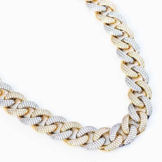 Premium Iced 18mm Two-Tone 1x1 Cuban Chain - (Gold/Rose Gold) - The Gifted Few