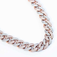 Premium Iced 18mm Two-Tone 1x1 Cuban Chain - (Gold/Rose Gold) - The Gifted Few