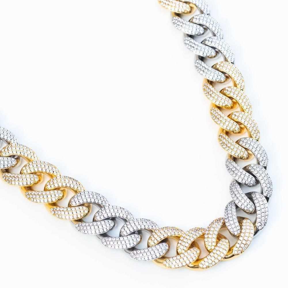 Premium Iced 18mm Two-Tone 3x3 Cuban Chain - (Gold/Rose Gold) - The Gifted Few