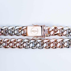 Premium Iced 18mm Two-Tone 3x3 Cuban Chain - (Gold/Rose Gold) - The Gifted Few
