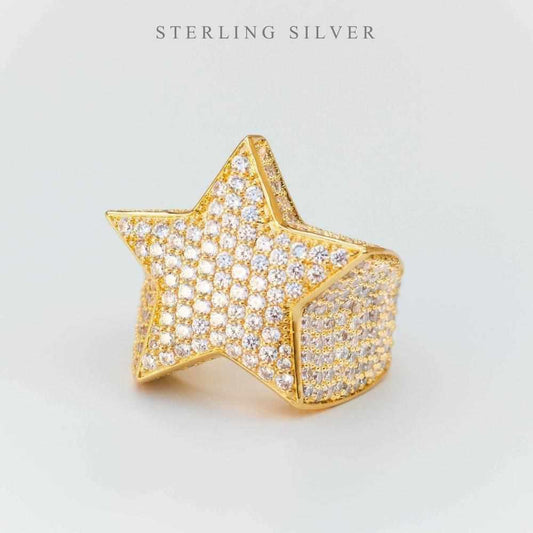 Premium Sterling Silver Fully Iced Star Ring - The Gifted Few