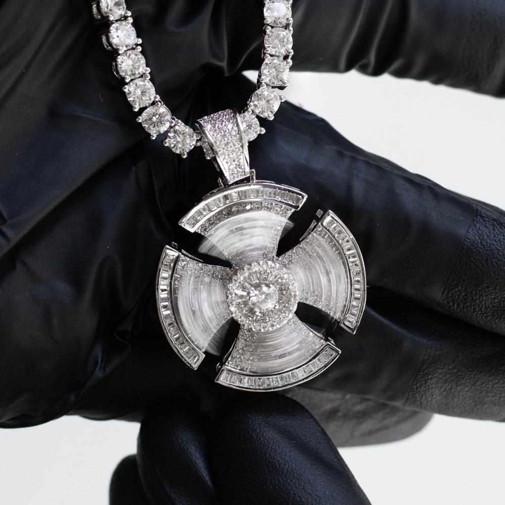 Spinning Premium Iced Circle Cross - The Gifted Few