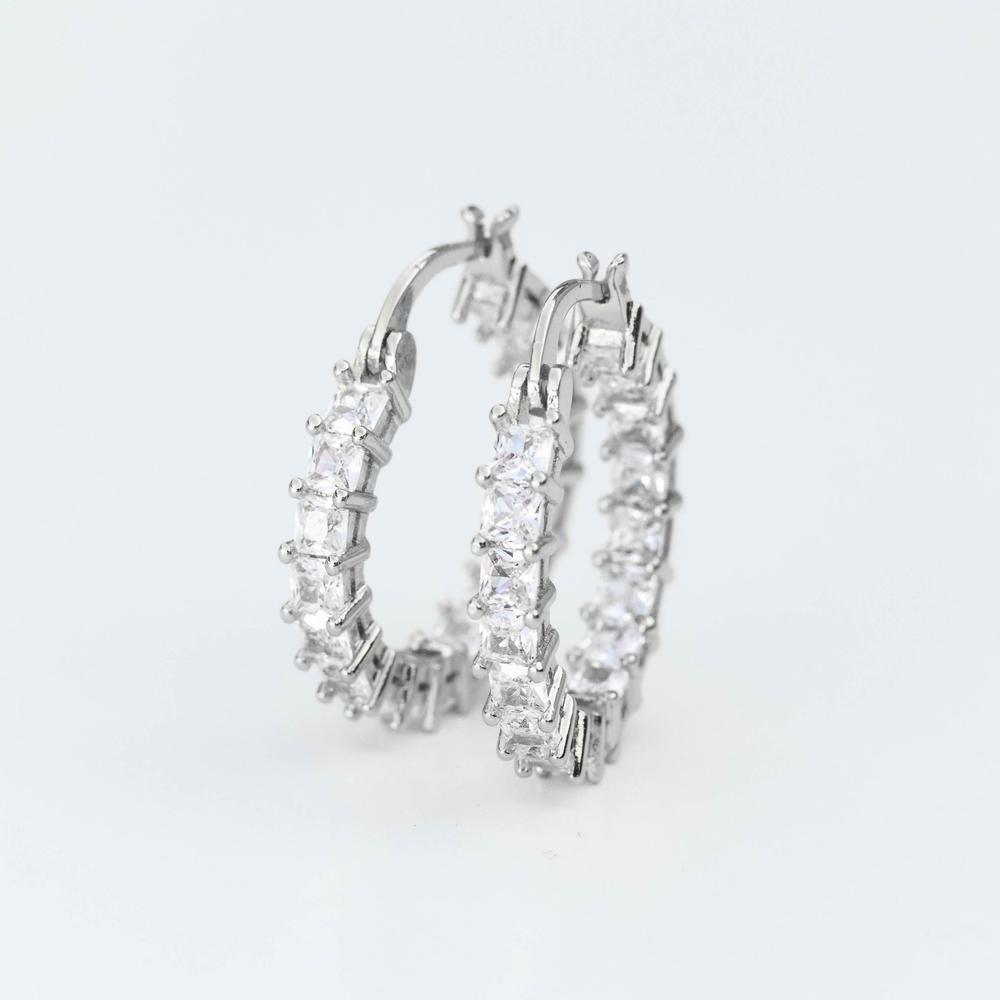 Square Cut Iced Hoop Earrings - The Gifted Few