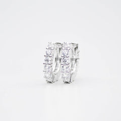 Sterling Silver Premium Single Row Hoop Woman's Earrings